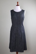 TALBOTS NWT $149 Gray Denim Seamed Cotton Sleeveless A-Line Dress Size 14