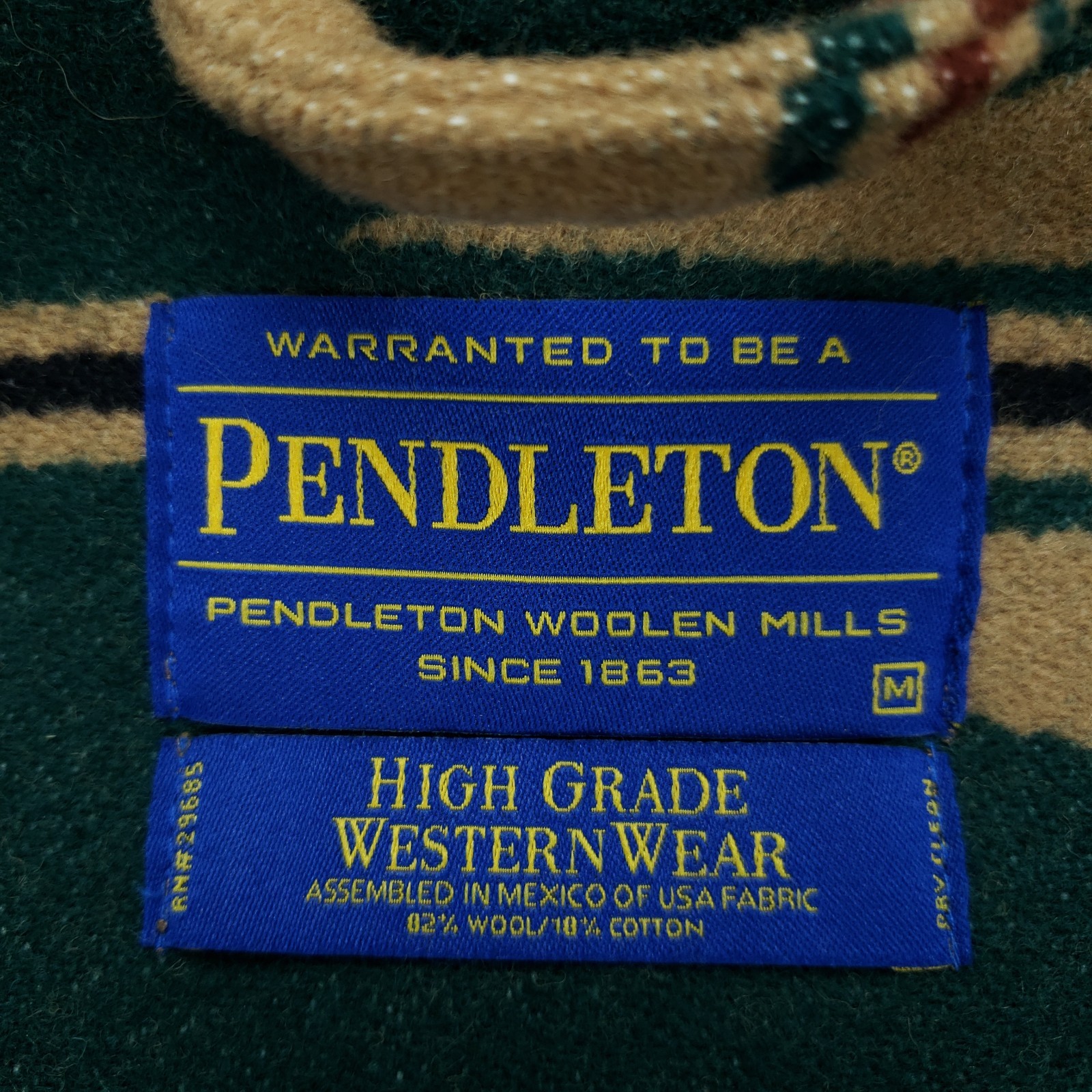 Pendleton Jacket Mens Medium Brown Green Arrow & … - image 12