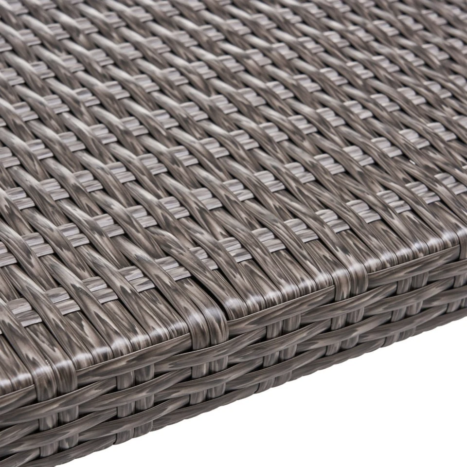 Polyethylene Rattan Top & Acacia Wood Ottoman Weather Resistant Grey - Image 3 of 4