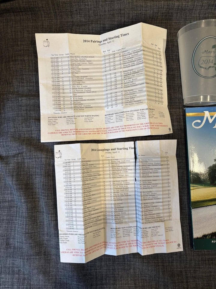 Lote Masters Spectator Guide Cup Starter Augusta National Golf Bubba Watson 2014 Foto 3 de 4