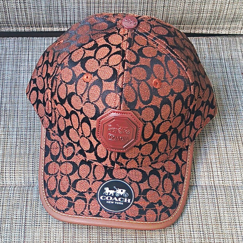 Coach Brown/Black Signature Logo Baseball Cap Adjustable One Size Men's