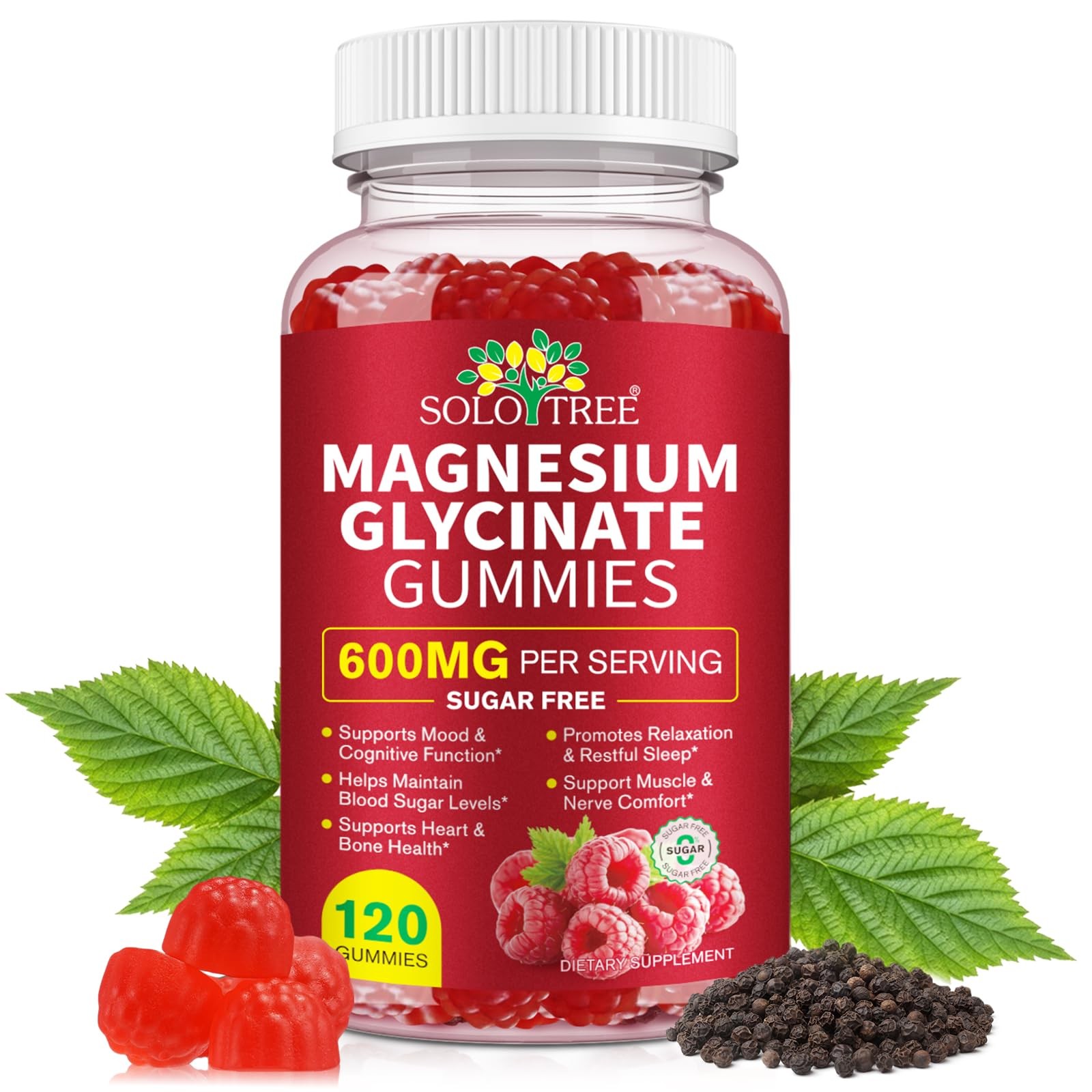120 Count Magnesium Glycinate Gummies 600mg High Absorption Health Supplement