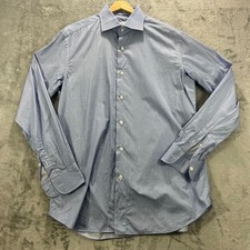 BRIONI Dress Shirt Mens 41 16 Large Light Blue Made in Italy 100 Cotton Formal