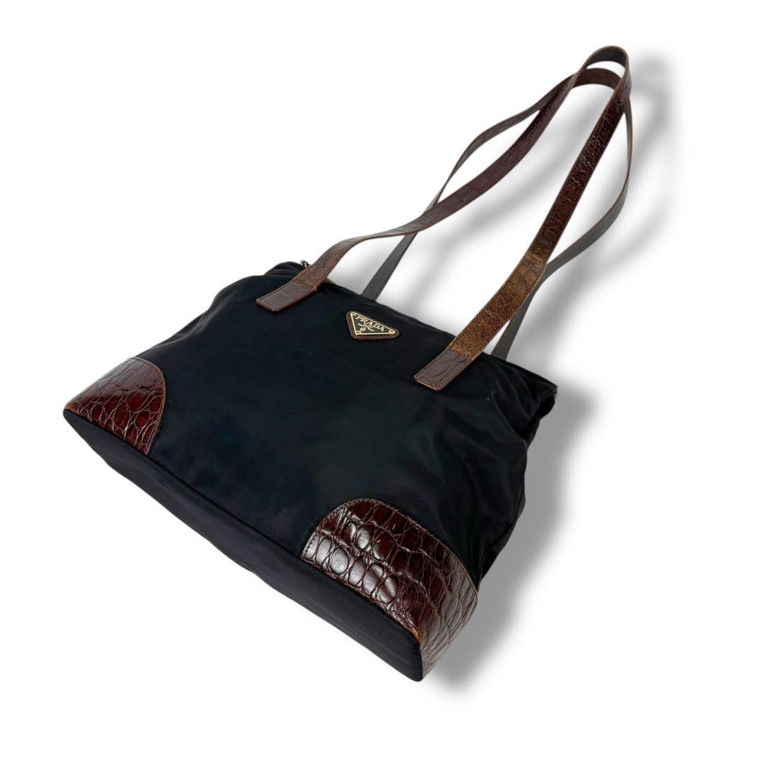 Prada Black Shoulder Bag with Iconic Triangle Logo