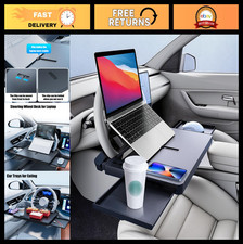 Large 2-in-1 Steering Wheel Desk with Dual Slide-Out Trays, Car Laptop Holder
