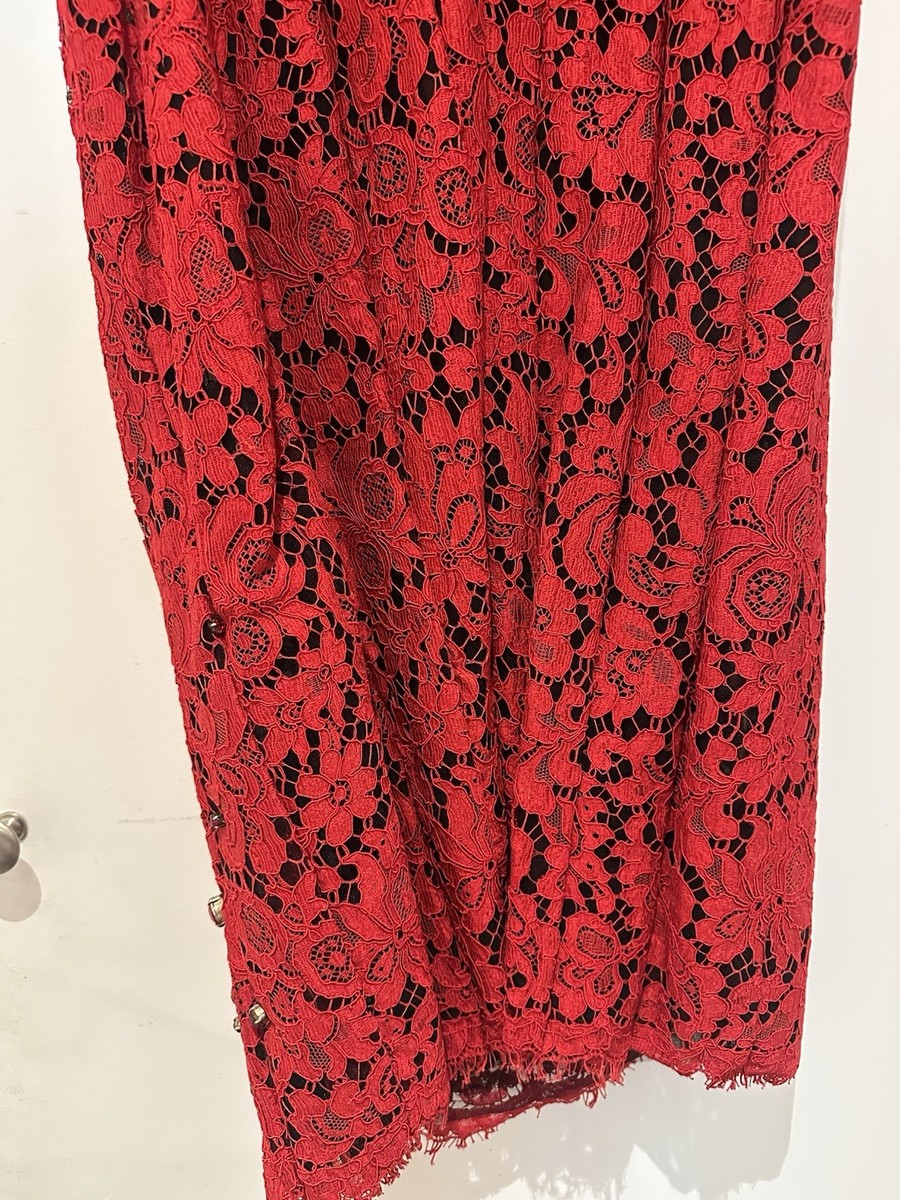 Dolce & Gabbana F/W 2013 Crystal Embellished Red Lace Dress Size 42 | eBay