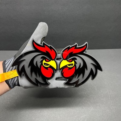 RED on BLACK Rooster Emblem Badges On Black Fender Angry Aggressive Racing