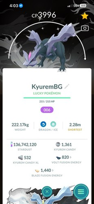 #ad Kyurem Shiny Black Background max Lv50 3 Moves $68.68