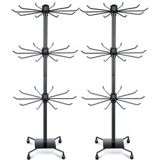 2 Pcs Rotating Display Stand Jewelry Display Rack with Hooks Metal Earrings S...