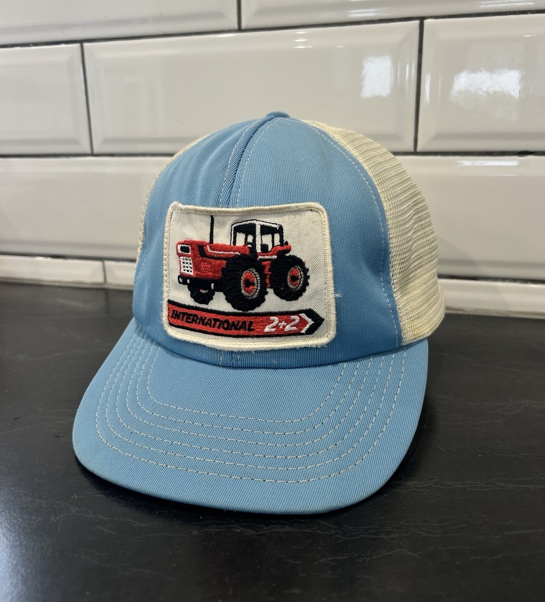 International Harvester IH Farmer Agriculture Retro Vintage Style Trucker Hat Ca Vintage International Harvester 2+2 Trucker Hat Cap Blue  main image 4
