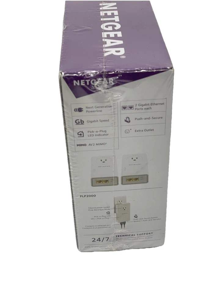 NETGEAR PLP2000 Powerline Adapter 2000Mbps PLP2000-100PAS - WHITE - NEW - SEALED - Image 3 of 4