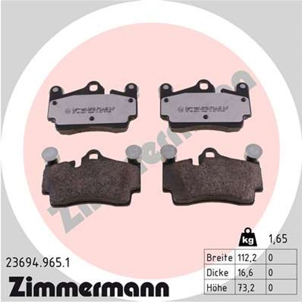 Bremsbelagsatz Scheibenbremse Rd:Z Zimmermann 23694.965.1 FüR 4LB 9PA Touareg VW-image