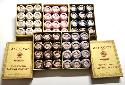 Vintage New Old Stock J&P Tatting -Crochet Cord & Magnolia Crochet Hooks