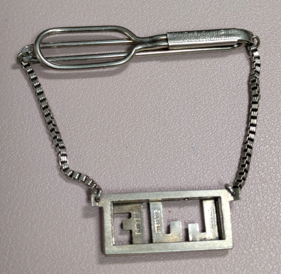 Cadena de barra de corbata de ley Swank LJF inicial monograma clip plata 925 personalizada de colección Foto 3 de 4