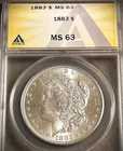 1883 MORGAN SILVER DOLLAR ** ANACS MS-63 **  PROBLEM FREE COIN  (7712)