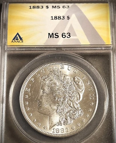 1883 MORGAN SILVER DOLLAR ** ANACS MS-63 **  PROBLEM FREE COIN  (7712)