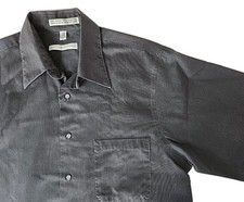 Geoffrey Beene Men's 34/35 15.5 Wrinkle-Free Slim Fit Gray Long Sleeve Dress EUC
