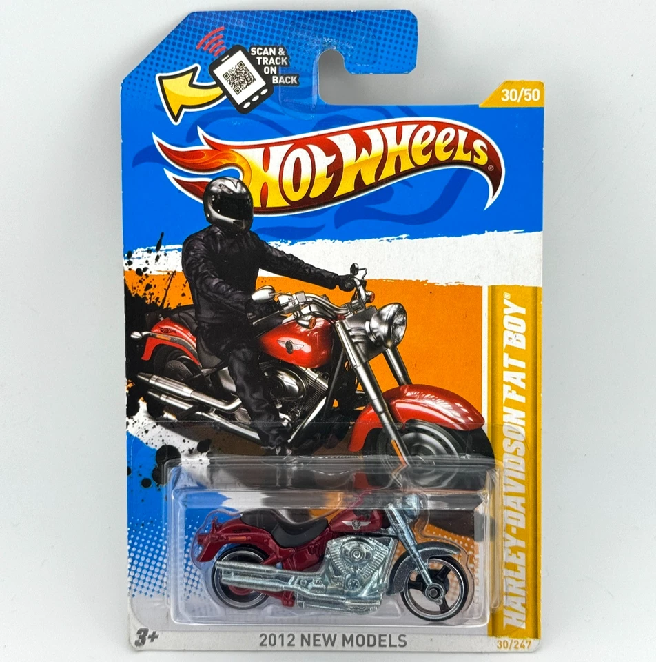 Hot Wheels Harley Davidson Fat Boy Motorcycle Red 2012 New Model #30/247 - Image 3 of 4