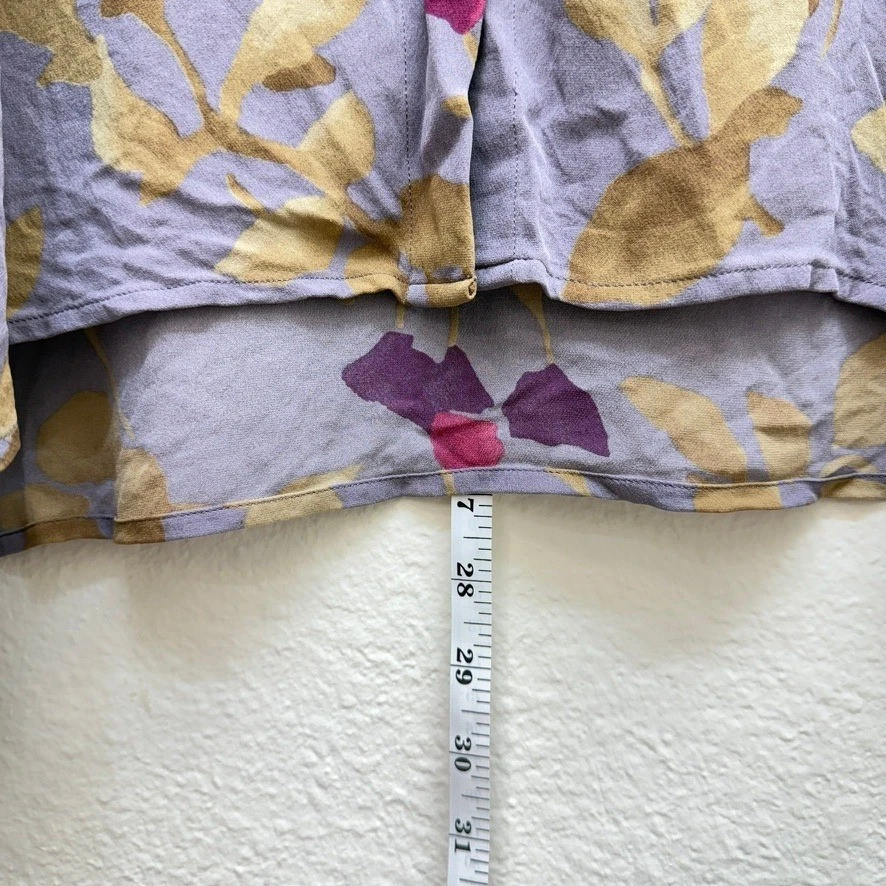 Blusa de seda otoño floral camisa con botones manga larga para mujer 3X informal oficina Foto 4 de 4