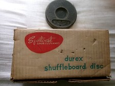 VINTAGE SPORTCRAFT DUREX SHUFFLEBOARD GAME DISC PUCK ORIGINAL BOX SET EIGHT