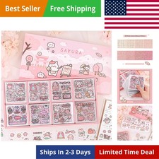 Kawaii Cute Animal Stickers for Journaling Scrapbooking, Vinyl Transparent Fl...
