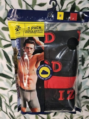 IZOD Super Soft Stretch Boxer Briefs 3 Pack Black Red Size M