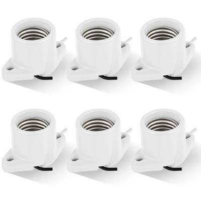 Saysurey 6 Pcs E26 Light Socket Porcelain Lamp Holder Socket Medium Keyless T...