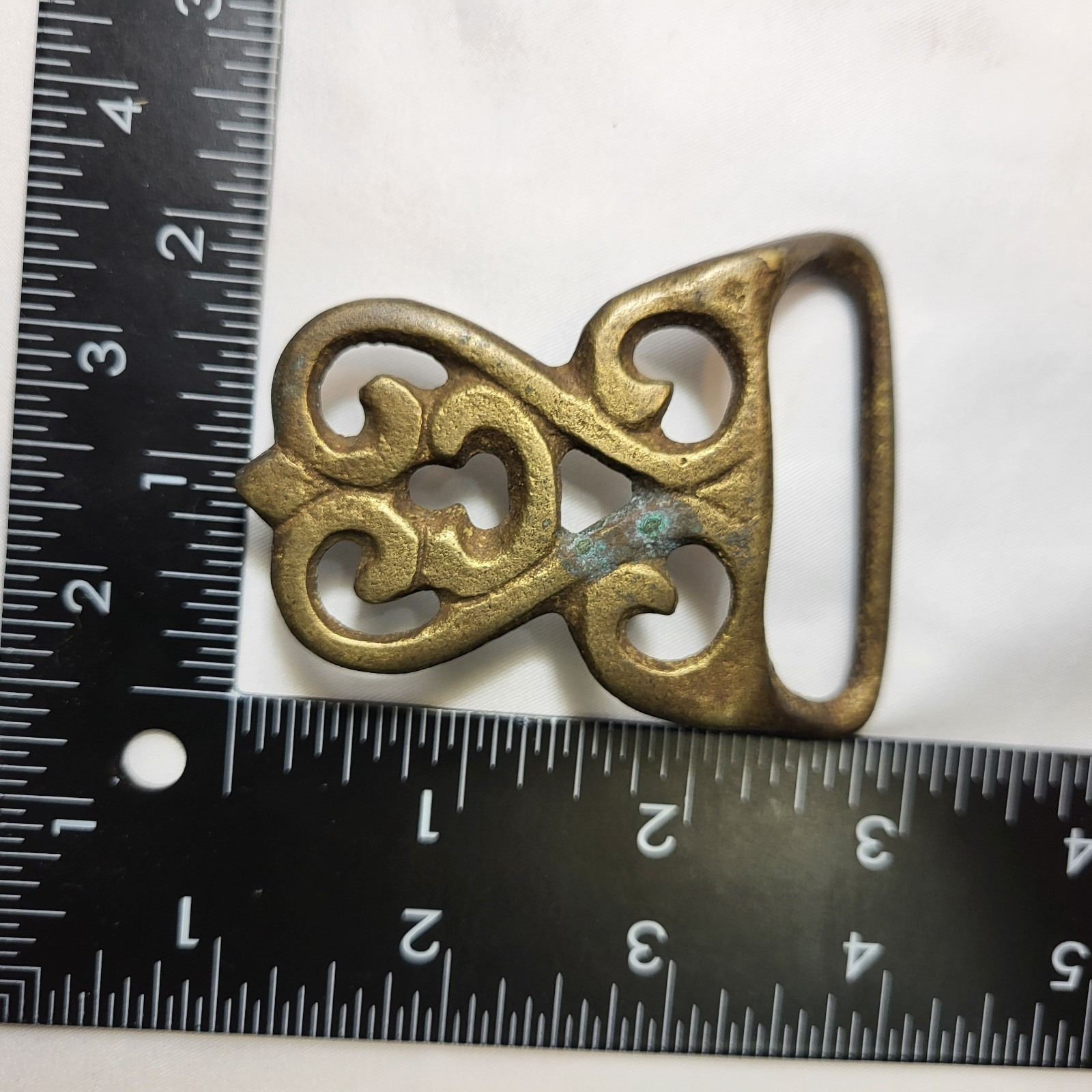 Solid Brass Abstract Pattern Vintage Belt Buckle - image 3