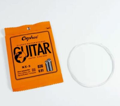 Orphee NX-5 (Clear/Silver Hard Tension) Classical Guitar 5th String, 036 inch