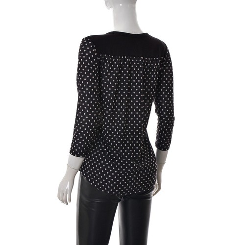 Camicetta tunica H&M donna 4 bottoni scollo a fessura nero/bianco maculato ta... - Foto 3 di 6
