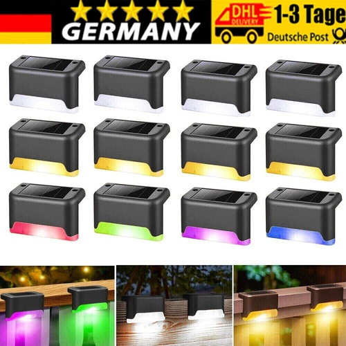 8x LED SOLARLEUCHTEN ZAUNLEUCHTE WANDLAMPEN GARTENLEUCHTE AUßEN TREPPEN LAMPE - Bild 14 von 17