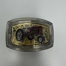 Vintage International Harvester Farmall Tractor Belt Buckle Metal IH Rectangle