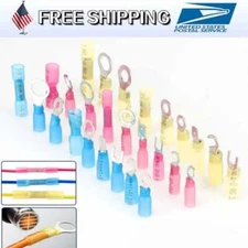 Heat Shrink Electrical Wire Connectors Ring Spade Crimp Terminal Assortment USA