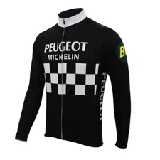 1960 Peugeot BP Michelin Long Sleeve Retro Cycling Jersey (with Fleece Option)