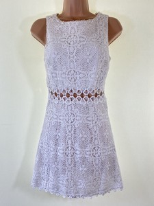 white floral lace cutout dress