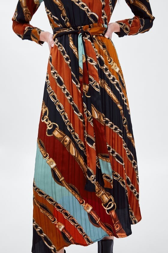 Zara Chain Print Midi Dress Multicoloured Size S 8527/433 New with tags |  eBay