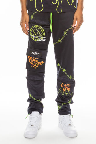 Herren Freizeithose Streetwear schmale Passform Hose Cargo Jogger Hip Hop Grafik Hose - Bild 17 von 32