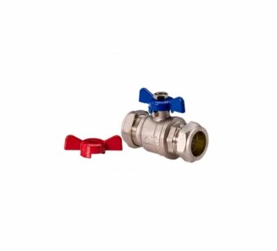 WÄRMER SYSTEM Ball Valve - 15mm Compression Red Blue Butterfly Handle