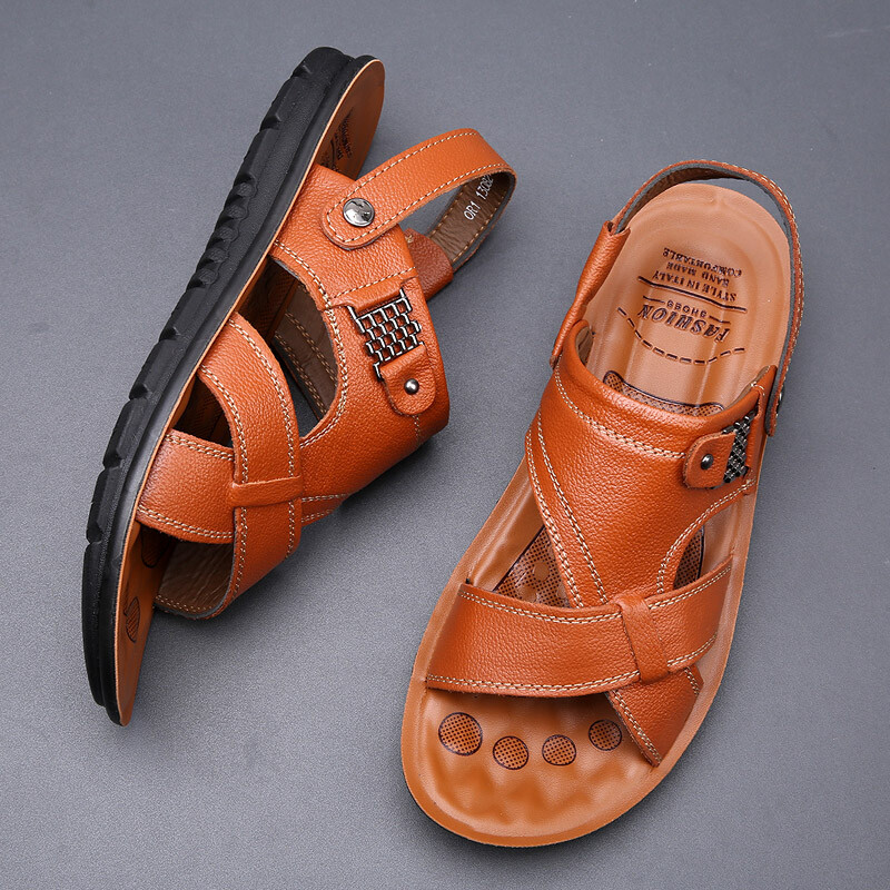 PANTOFOLA D’ORO Sandali da uomo in pelle casual sportivi scarpe da spiaggia morbide ciabatte da casa