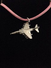 Harrier T10 C22 V/STOL Aircraft Pewter Pendant on a PINK CORD Necklace