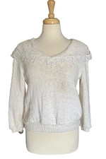 Vtg Gunne Sax Scott McClintock Sweater Top Lace Collar Prairie No Sz Tag Flawed