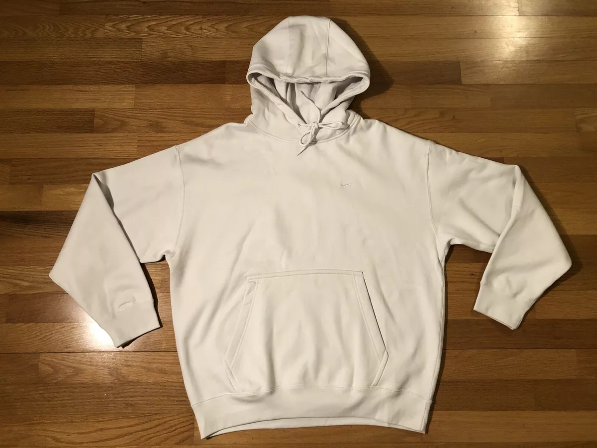 New L Nike NRG Hoodie Phantom White Solo Swoosh Heavyweight Lab CV0552 030 Men