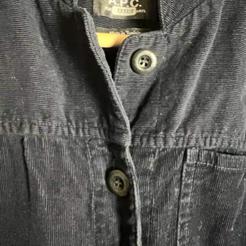 A.P.C. Justine Navy Blue Corduroy Long Sleeve Button Front Jumpsuit Size S - Picture 13 of 14
