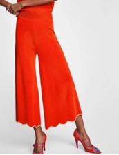 Women  s Zara Crop Wide Leg Culotte High Waist Knit Pull On Pants Orange Resort