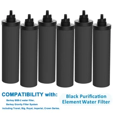 6xActivated Carbon Water Filter Blk Purification Element FStainless Steel System