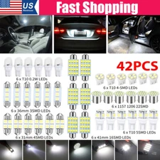 42PCS Car Interior Combo LED Map Dome Door Trunk License Plate Light Bulbs White
