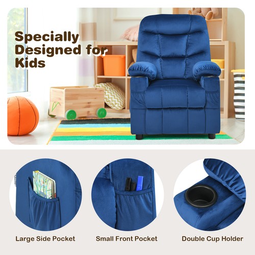 HONEY JOY Kids Recliner Chair Adjustable Velvet Lounge Couch Children Armchair - Picture 9 of 31