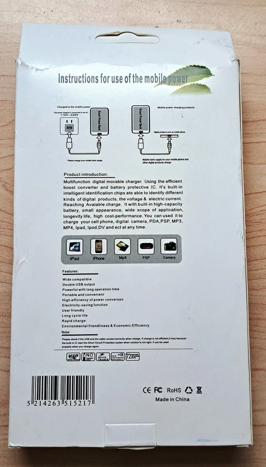 Banco de alimentación inteligente cargador multifunción para teléfono celular y otros dispositivos USB Foto 2 de 2