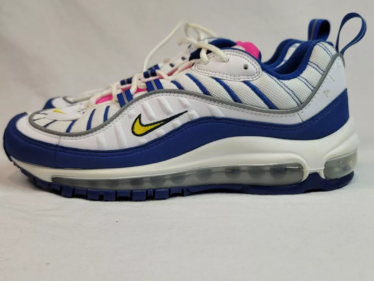 Nike Air Max 98 GS White Amarillo Indigo Force Size 6Y Women 7.5