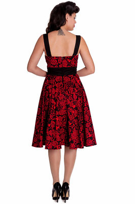 HELL BUNNY Red & Black Skulls & Roses Alternative Rockabilly Arcadia 50's  Dress | eBay